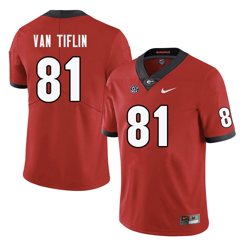 Men #81 Steven Van Tiflin Georgia Bulldogs College Football Jerseys-Red - Click Image to Close